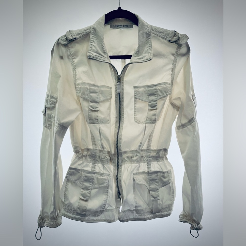 Esther Chen white cargo jacket